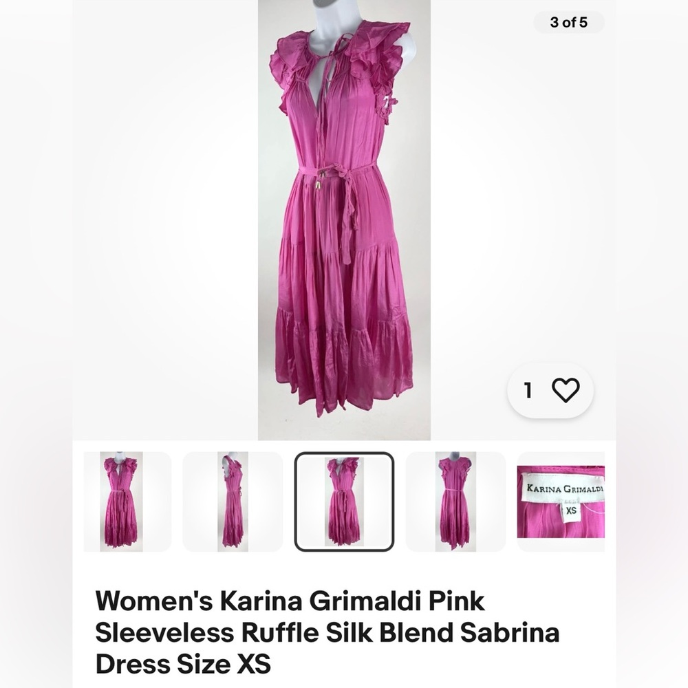 Karina Grimaldi Sabrina Vibrant Pink Sleeveless Silk Dress XS - Picture 6 of 14